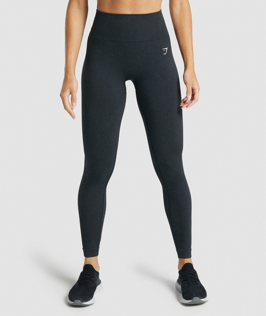 Black Women's Gymshark Adapt Fleck Seamless Leggings | USA-98247