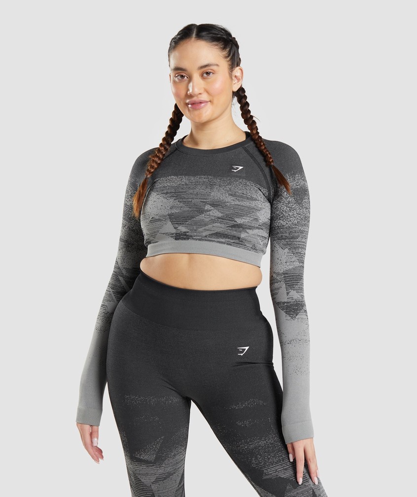 Black Women's Gymshark Adapt Ombre Crop Top T-Shirts | USA-13029