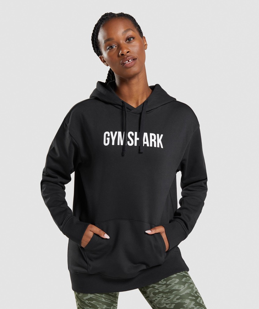 Black Women's Gymshark Apollo Oversized Hoodie Pullover | USA-65890