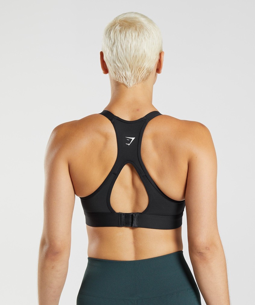 Black Women's Gymshark Cut Out Back High Support Sports Bra | USA-13680