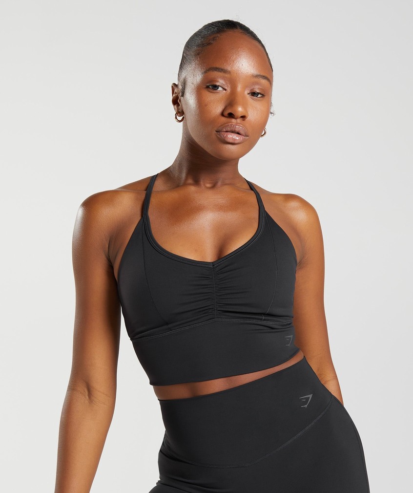 Black Women's Gymshark Elevate Longline Sports Bra | USA-10547