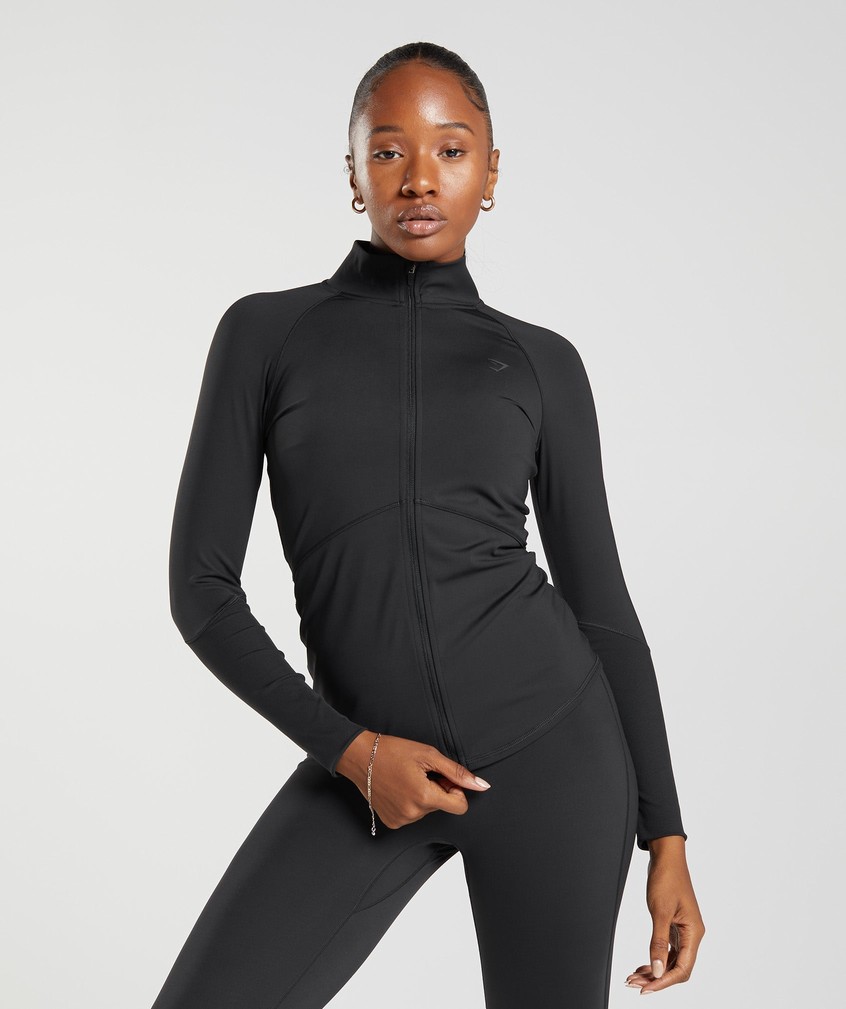 Black Women's Gymshark Elevate Zip Jackets | USA-56834