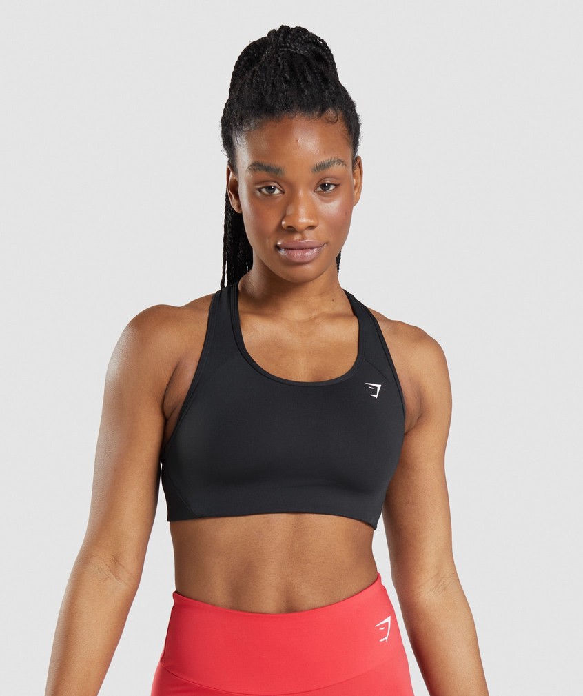 Black Women's Gymshark Essential Racer Back Sports Bra | USA-45682