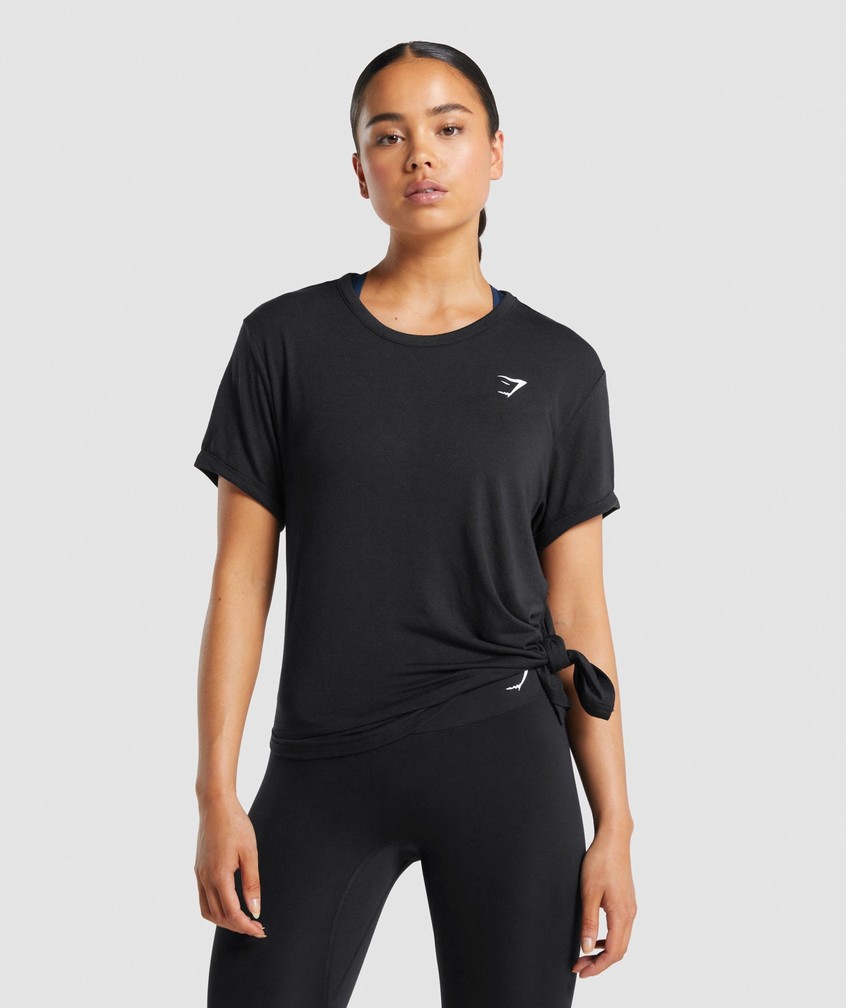 Black Women's Gymshark Essential T-Shirts | USA-65078