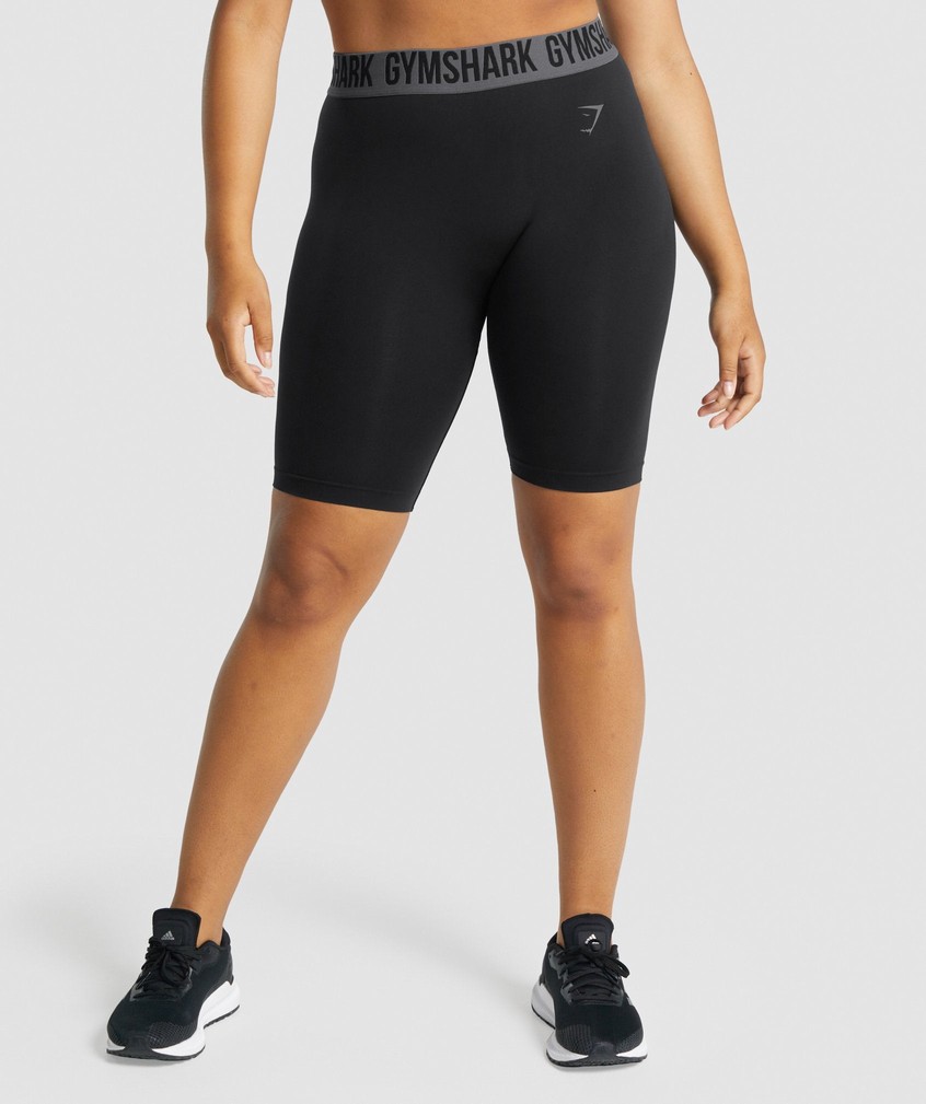 Black Women's Gymshark Fit Seamless Cycling Shorts | USA-29736