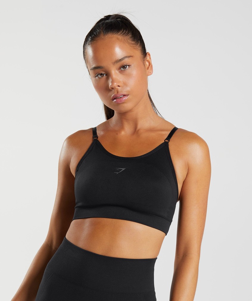 Black Women's Gymshark Flex Strappy Sports Bra | USA-53201