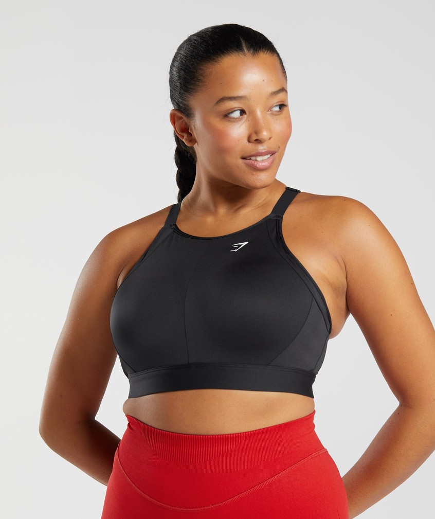 Black Women's Gymshark High Neck High Support Sports Bra | USA-14260