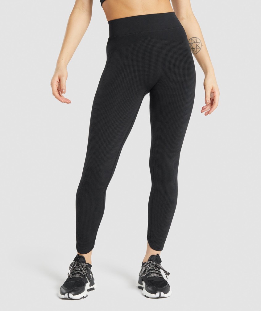 Black Women's Gymshark Pause Seamless Leggings | USA-54802