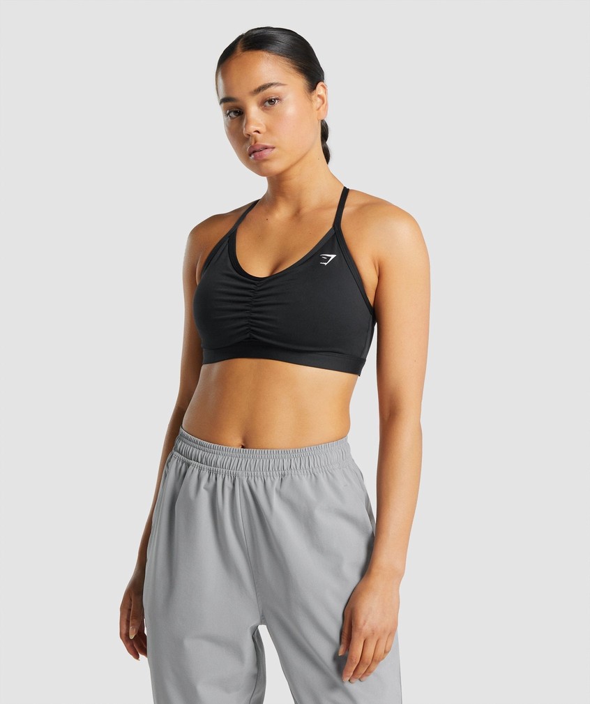 Black Women's Gymshark Ruched Sports Bra | USA-69873