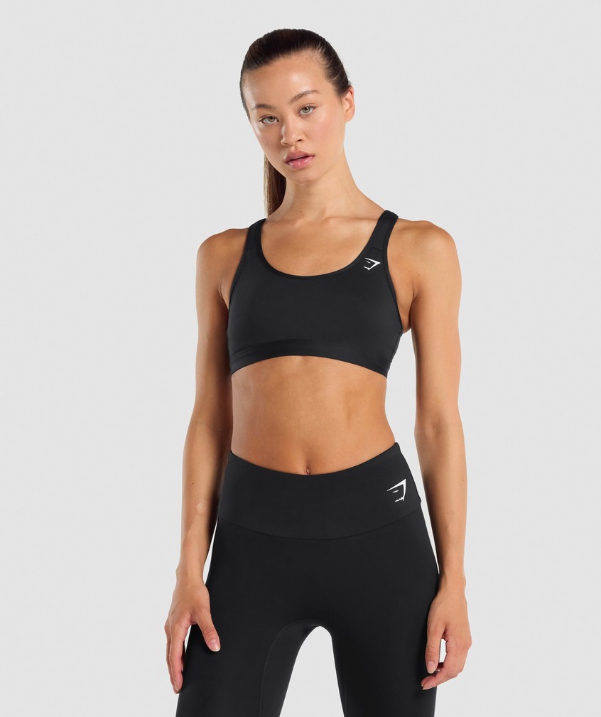 Black Women's Gymshark Scoop Neck Sports Bra | USA-40915