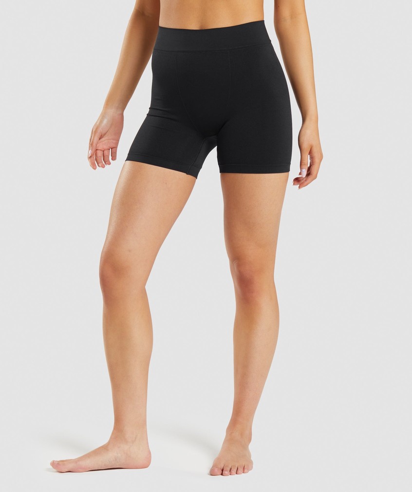 Black Women's Gymshark Seamless Boxers Bikini Bottoms | USA-94572