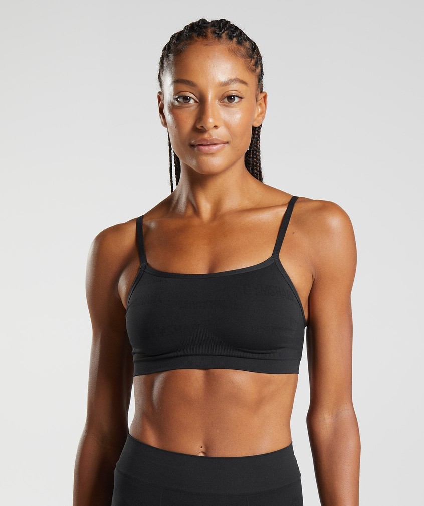 Black Women's Gymshark Seamless Jacquard Bralette | USA-92801