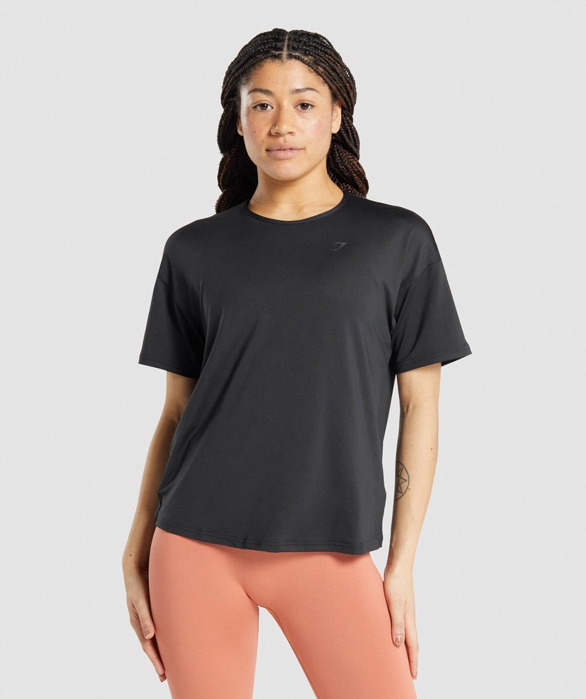 Black Women's Gymshark Studio T-Shirts | USA-48560