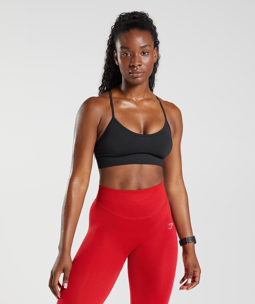 Black Women's Gymshark Sweat Seamless Sports Bra | USA-38791