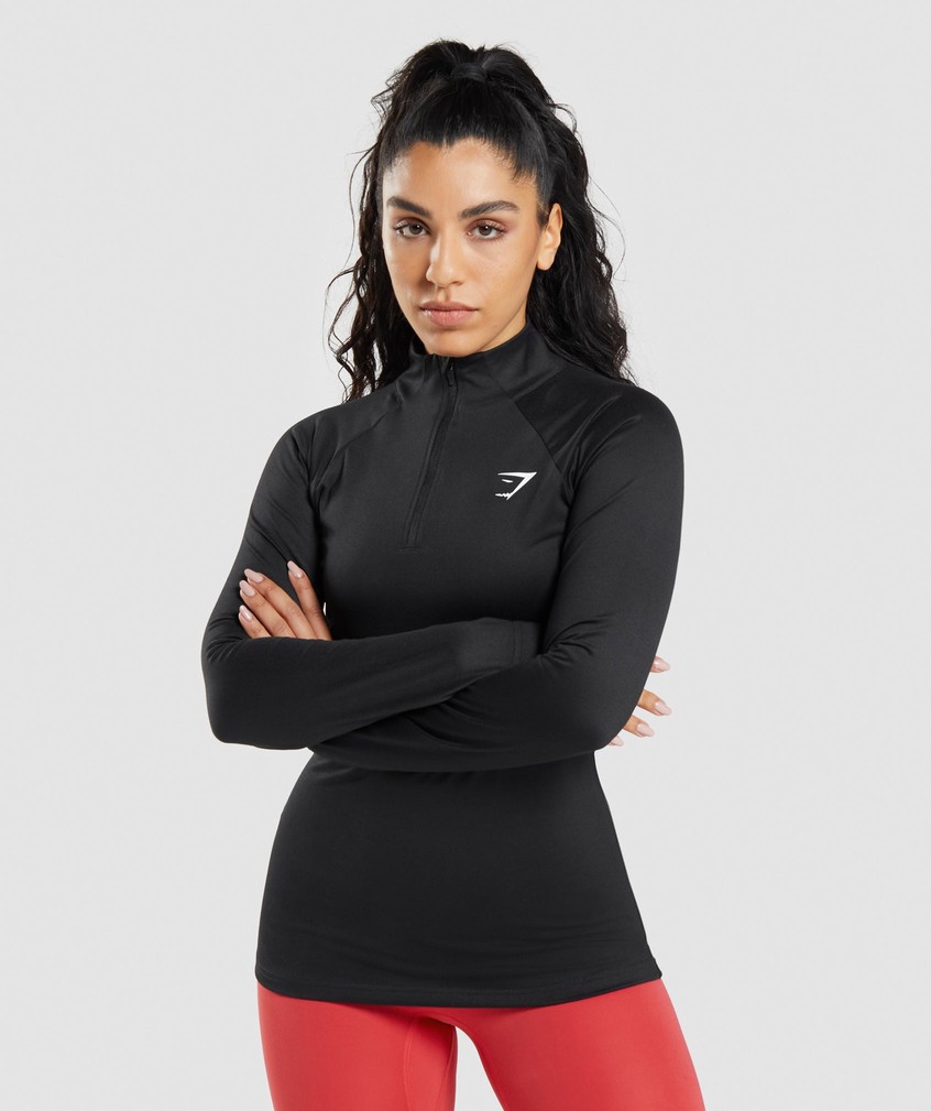 Black Women's Gymshark Training 1/4 Zip Pullover | USA-59103