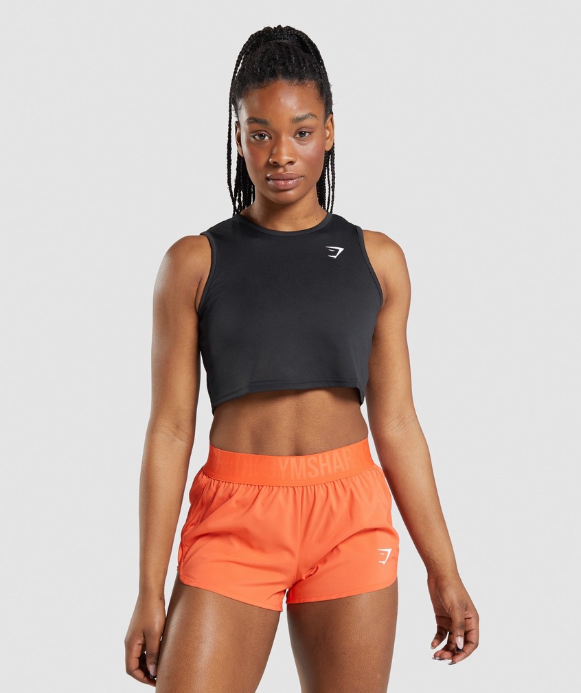 Black Women's Gymshark Training Crop Tank T-Shirts | USA-04721