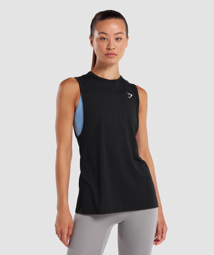 Black Women's Gymshark Training Drop Arm Tank | USA-26947