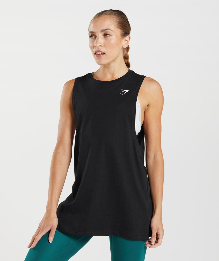 Black Women's Gymshark Training Drop Arm Tank | USA-38514