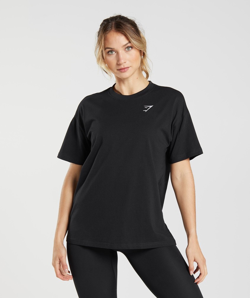 Black Women's Gymshark Training Oversized T-Shirts | USA-32406