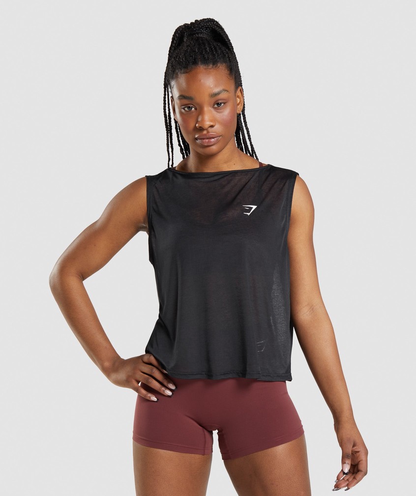 Black Women's Gymshark Training Oversized Tank | USA-90523