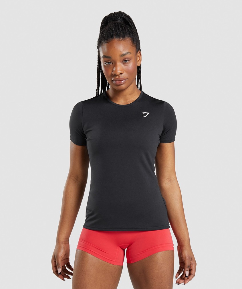 Black Women's Gymshark Training T-Shirts | USA-61049