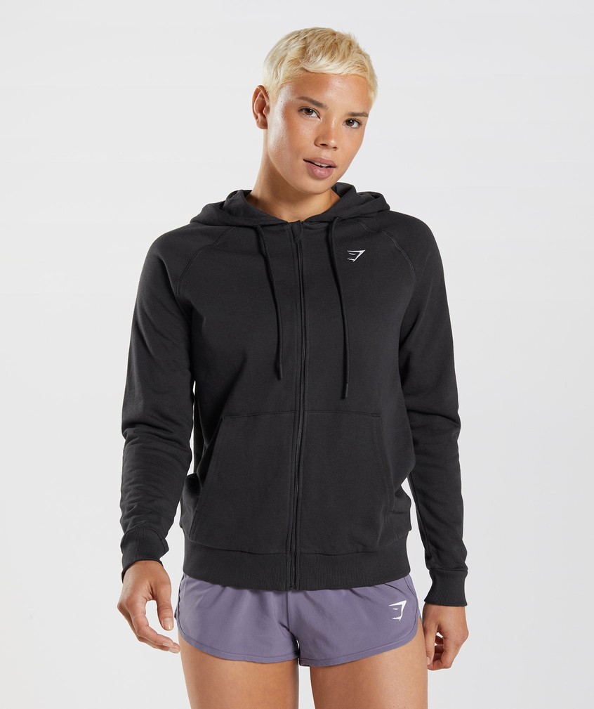 Black Women's Gymshark Training Zip Hoodie | USA-86024