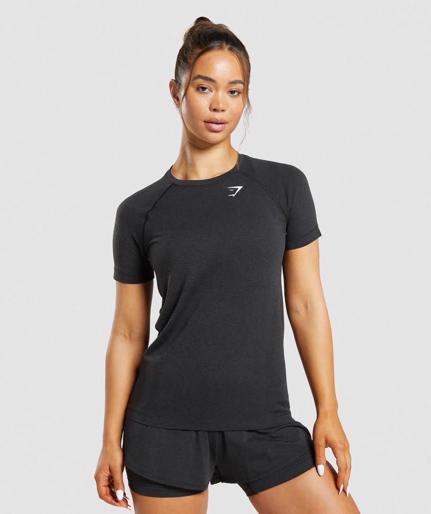 Black Women's Gymshark Vital Seamless 2.0 Light T-Shirts | USA-50391