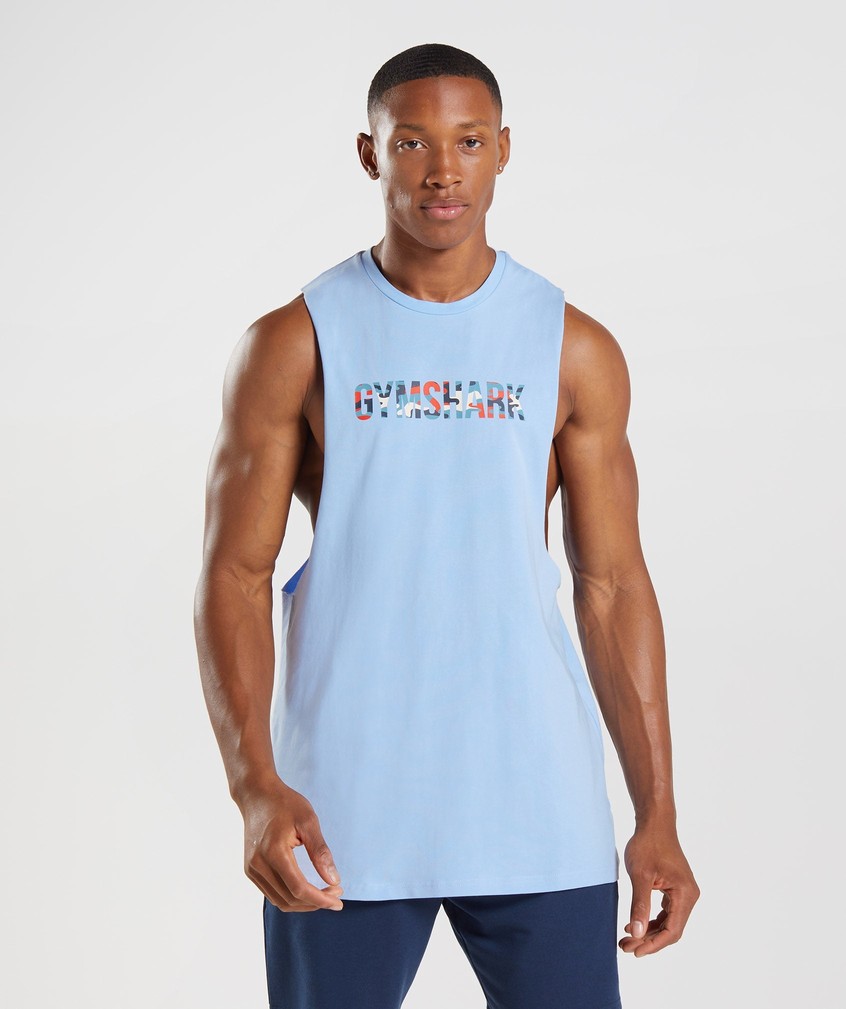 Blue Men's Gymshark Apollo Infill Drop Arm Tank | USA-85327