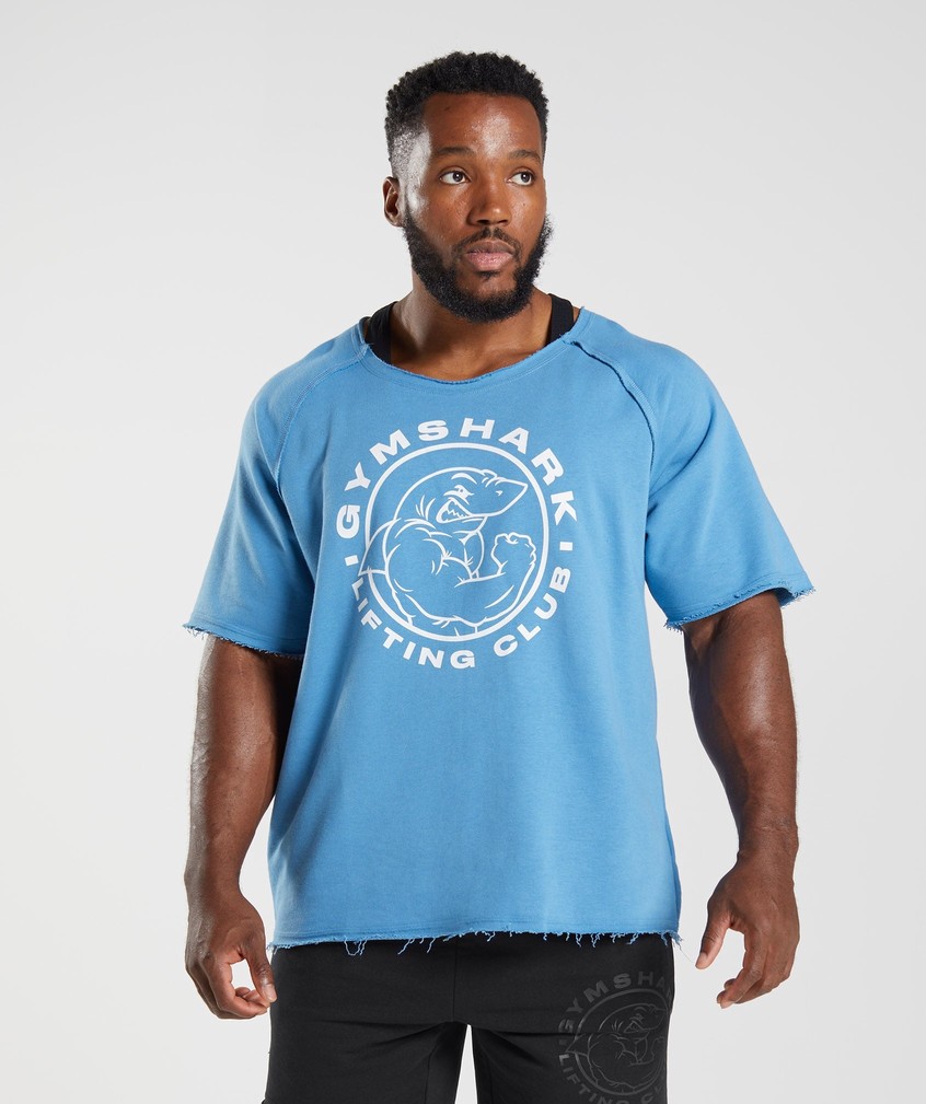 Blue Men's Gymshark Legacy Rag Top T-Shirts | USA-64378