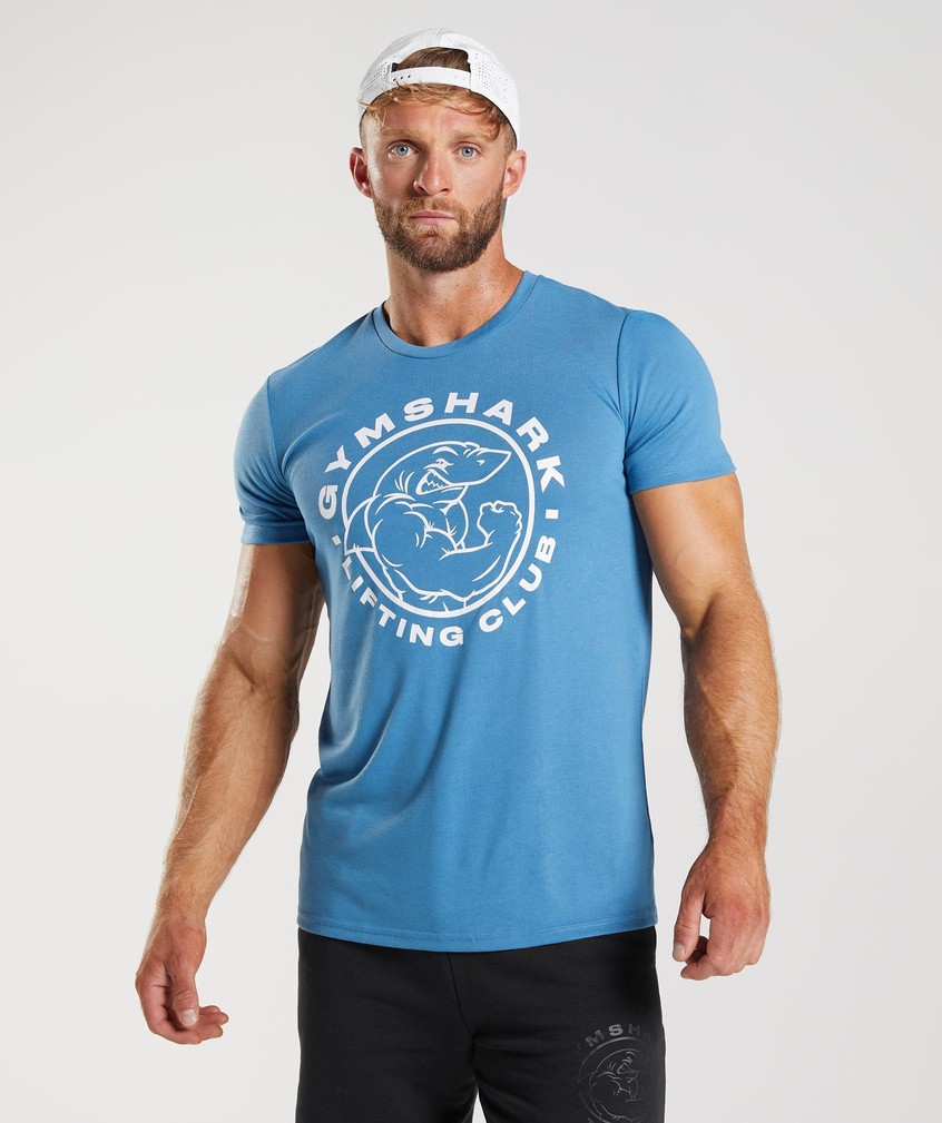 Blue Men's Gymshark Legacy T-Shirts | USA-10578