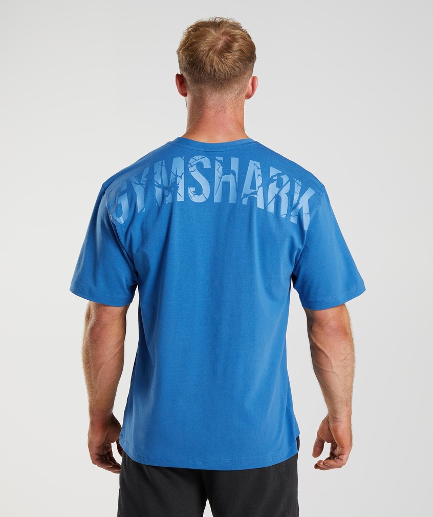 Blue Men's Gymshark Power T-Shirts | USA-76538