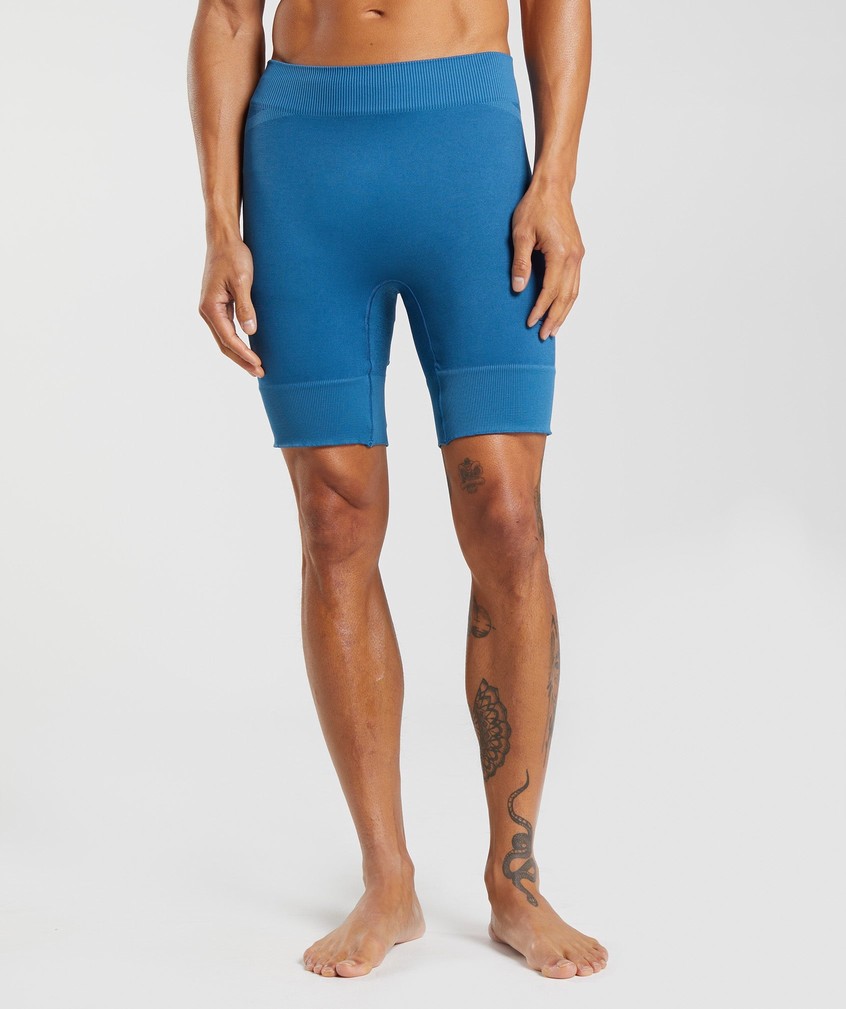 Blue Men's Gymshark Studio Seamless 7" Shorts | USA-61842