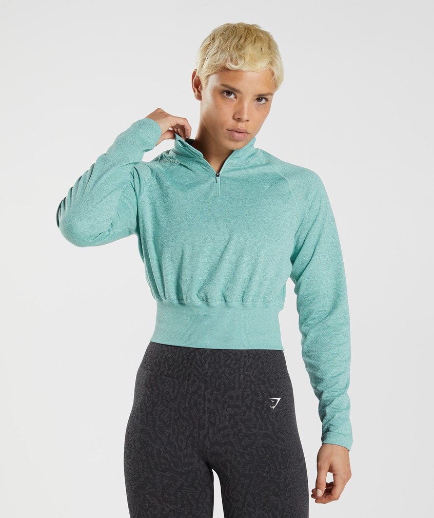 Blue / Turquoise Women's Gymshark 315 Long Sleeve Warmup Top Pullover | USA-95806