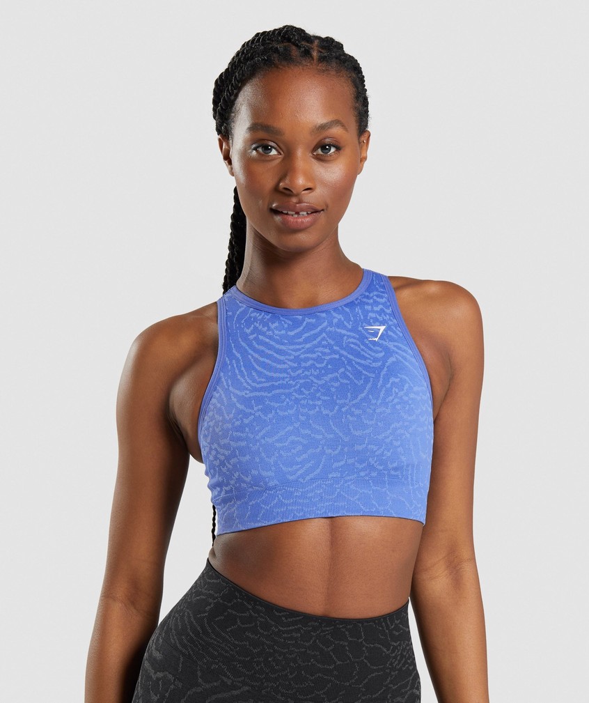 Blue Women's Gymshark Adapt Animal Seamless Sports Bra | USA-16453