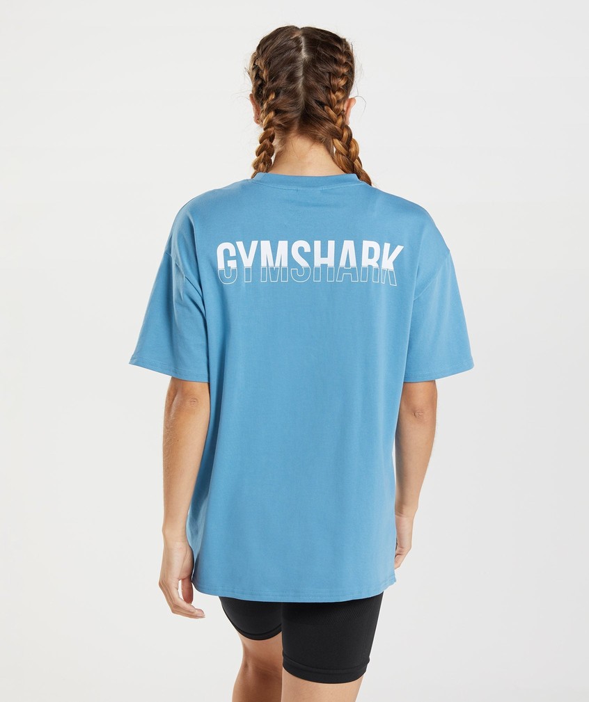 Blue Women's Gymshark Fraction Oversized T-Shirts | USA-17534