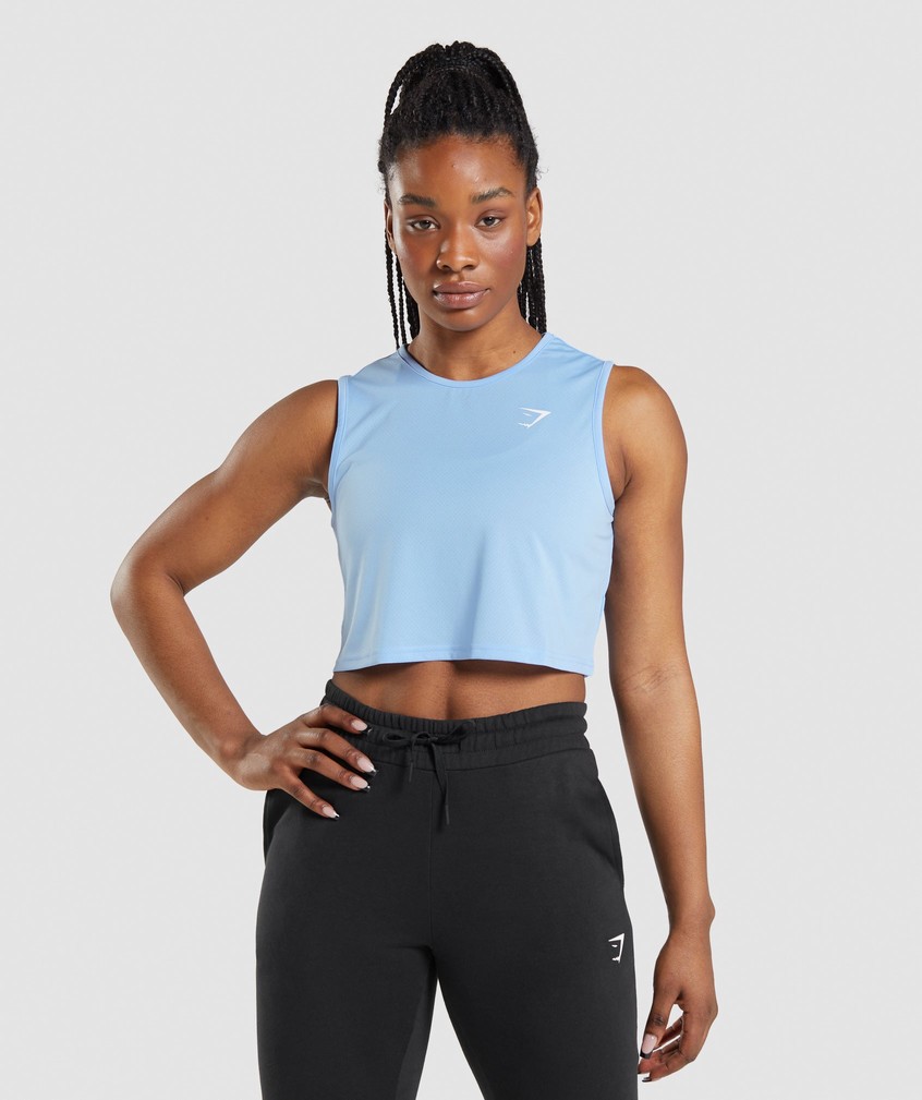 Blue Women's Gymshark Training Crop Tank T-Shirts | USA-09326