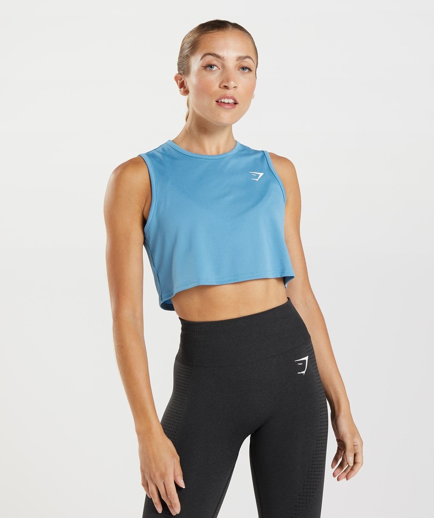 Blue Women's Gymshark Training Crop Tank | USA-35742