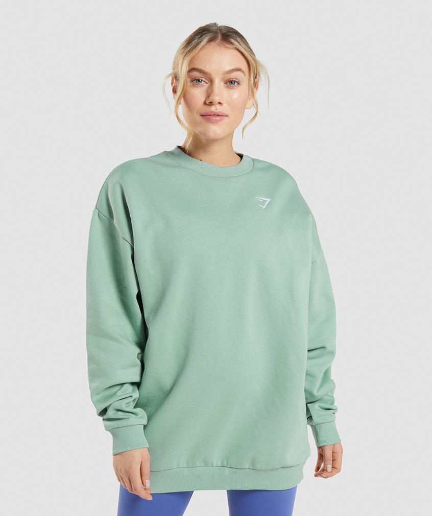 Blue Women's Gymshark Training Oversized Swea Pullover | USA-20316