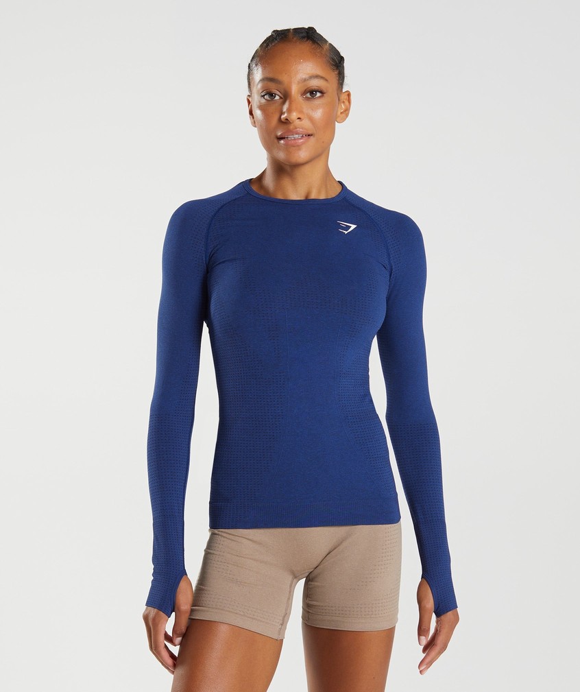 Blue Women's Gymshark Vital Seamless 2.0 Long Sleeve Top T-Shirts | USA-97520