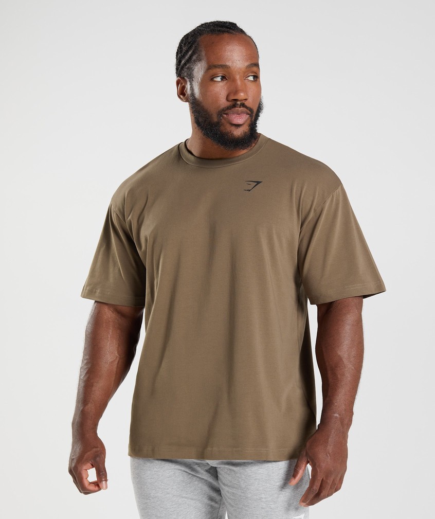 Brown Men's Gymshark Essential Oversized T-Shirts | USA-40172