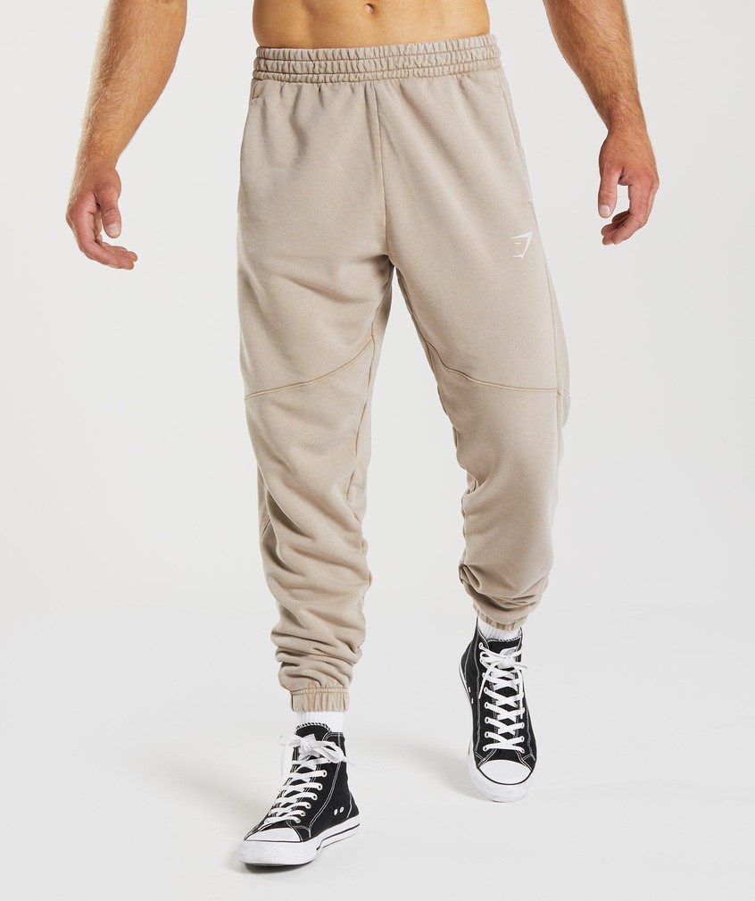 Brown Men's Gymshark Power Washed Joggers | USA-40716