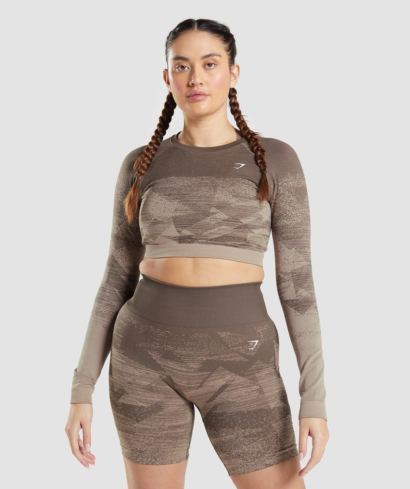 Brown Women's Gymshark Adapt Ombre Crop Top T-Shirts | USA-07856