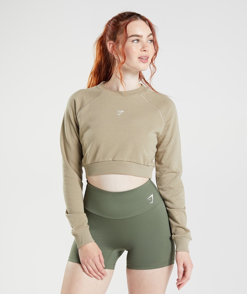 Brown Women's Gymshark Training Cropped Sweater | USA-30579