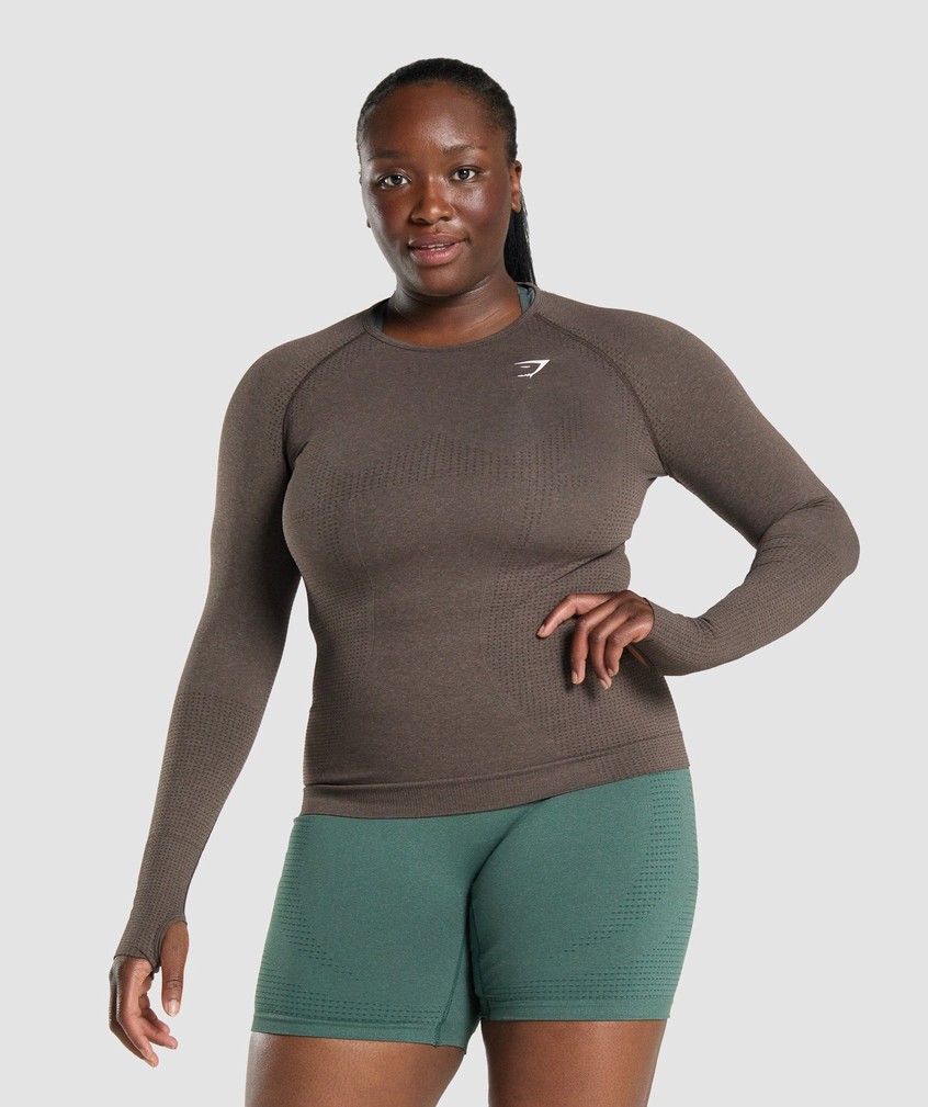 Brown Women's Gymshark Vital Seamless 2.0 Long Sleeve Top T-Shirts | USA-01687