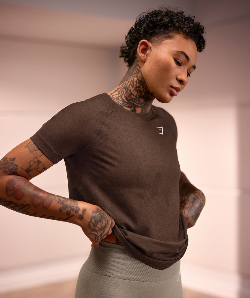 Brown Women's Gymshark Vital Seamless 2.0 Light T-Shirts | USA-21406