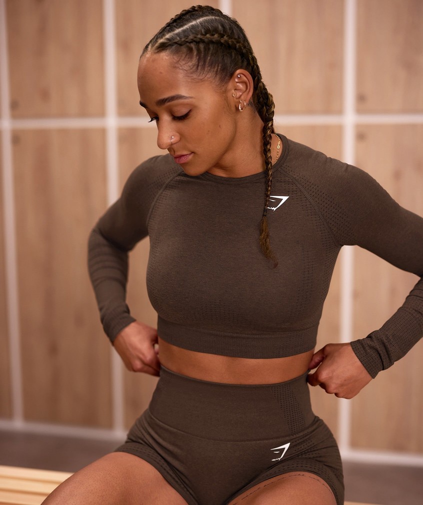 Brown Women's Gymshark Vital Seamless 2.0 Crop Top T-Shirts | USA-69524