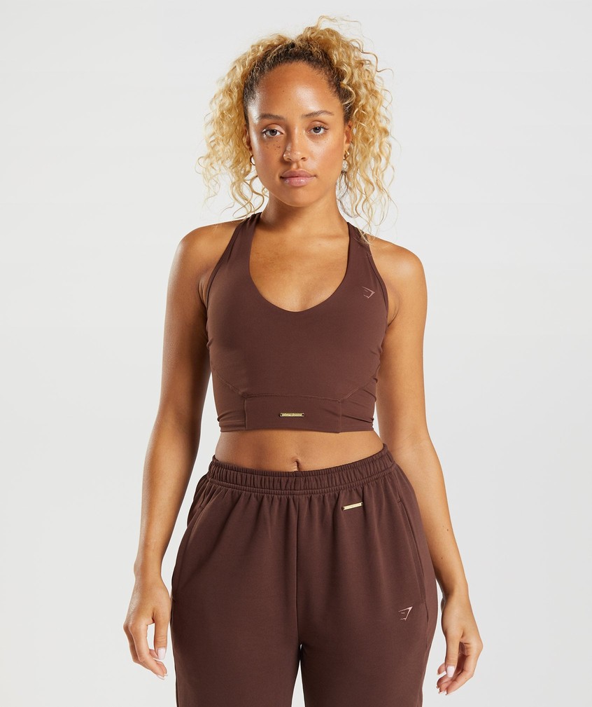 Brown Women's Gymshark Whitney Crop Tank | USA-03641