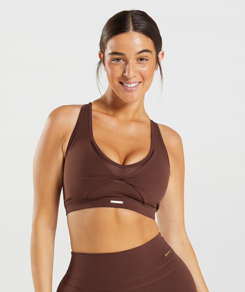 Brown Women's Gymshark Whitney Mesh Sports Bra | USA-40852