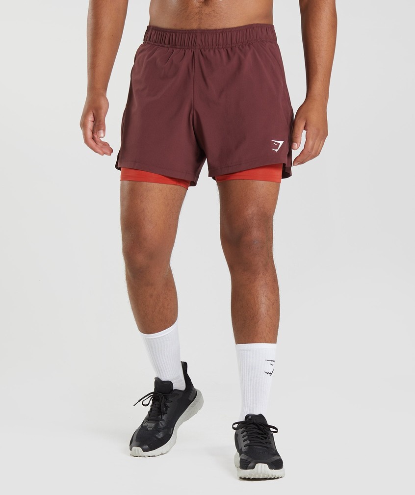 Burgundy / Red Men's Gymshark Sport 5" 2 In 1 Shorts | USA-14826