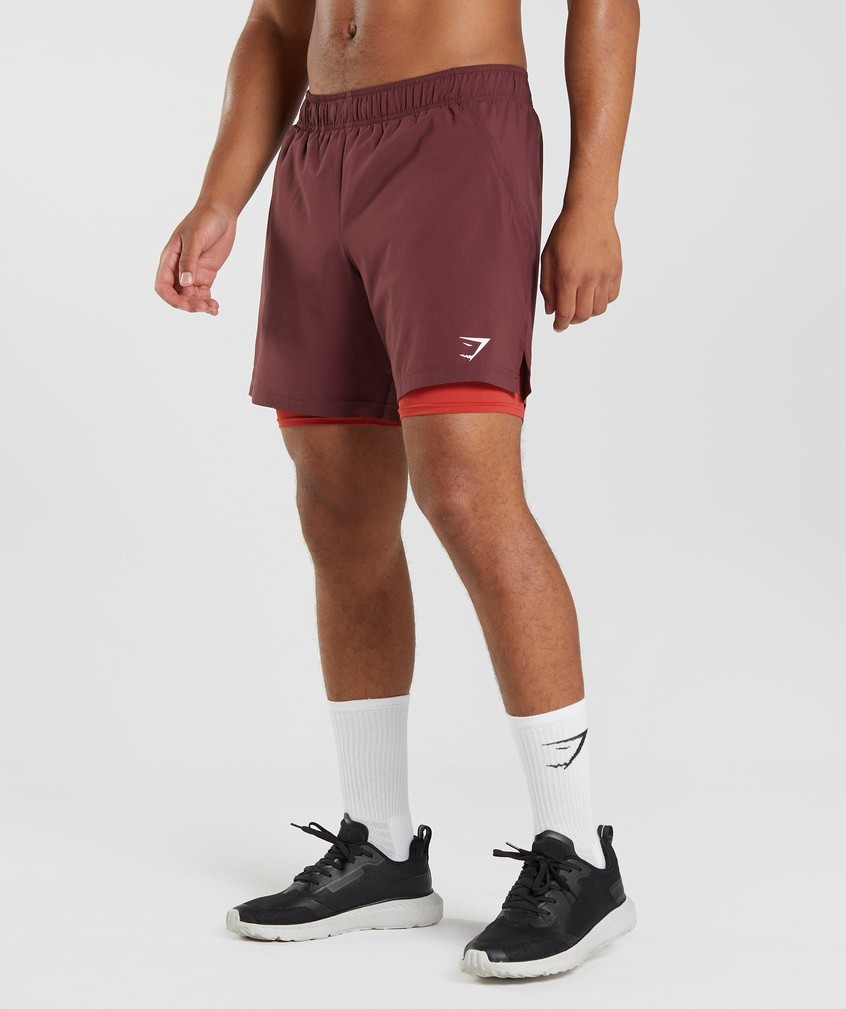 Burgundy / Red Men's Gymshark Sport 7" 2 In 1 Shorts | USA-94706